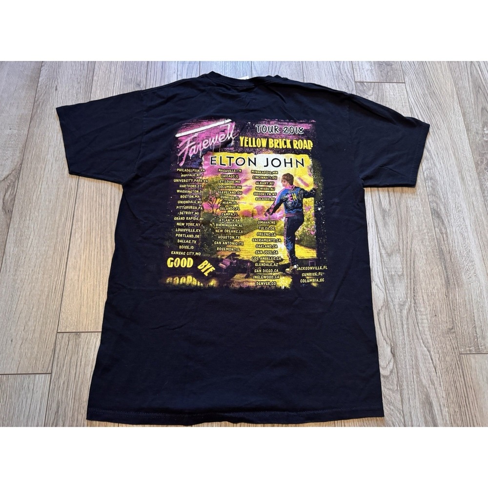 Elton John Farewell Yellow‎ Brick Road Tour 2018 Shirt Mens Medium Black Concert